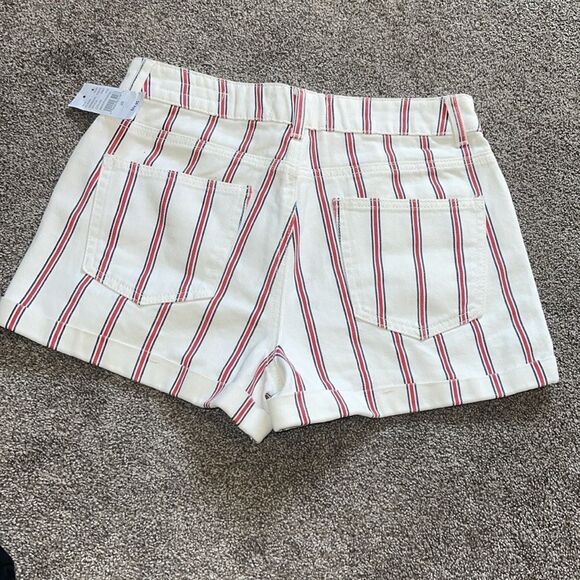 NWT PacSun Los Angeles Shorts Women's 26 White Red Striped Mom Shorts Pockets. - Picture 8 of 12